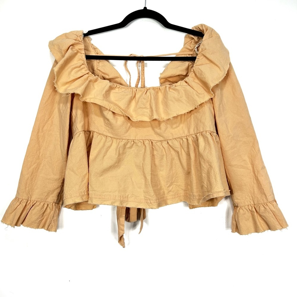FREE PEOPLE open back orange flowy blouse BB14